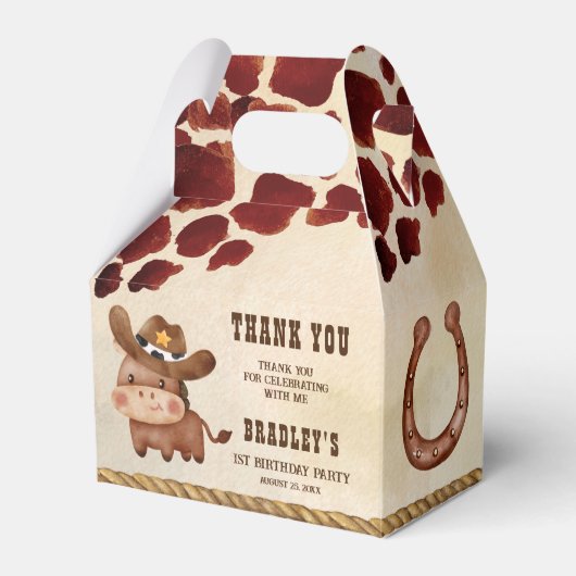 Kleiner Cowboy Pferdekuh Muster Rodeo Party Geschenkschachtel (Vorderseite)