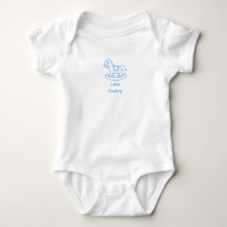 "Kleiner Cowboy"-Phrase mit Schaukelpferd in Blau Baby Strampler