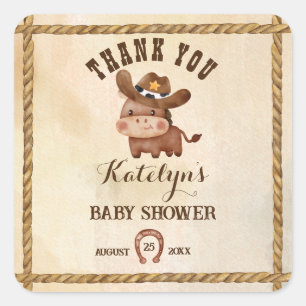 Kleiner Cowboy süßes Baby-Pferd mit Hut Baby-Party Quadratischer Aufkleber