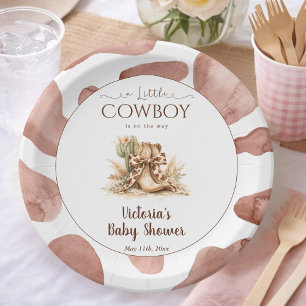 Kleiner Cowboy Texas Kuh-Druck Junge Baby-Party Pappteller