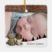 Kleiner Cowboy und Teddy Bären Weihnachten Keramikornament (Vorderseite)