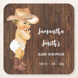 Kleiner Cowboy Western Baby Dusche Party Dekoratio Rechteckiger Pappuntersetzer