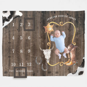 Kleiner Cowboy Western   Baby-Meilenstein-Decke Fleecedecke