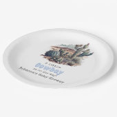 Kleiner Cowboy Western Blue Boy Baby Duschdekor Pappteller (Schrägansicht)