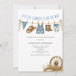 Kleiner Cowboy Western Wäscheleine Baby-Party Einladung