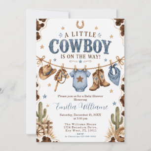 Kleiner Cowboy Western Wäscheleine Junge Baby-Part Einladung