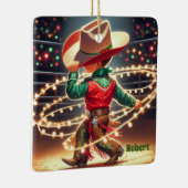 Kleiner Cowboy wirbeln Weihnachtsleuchten nach Maß Keramikornament (Rechts)