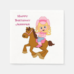 Kleiner Cowgirl-und Pony-Geburtstag Serviette
