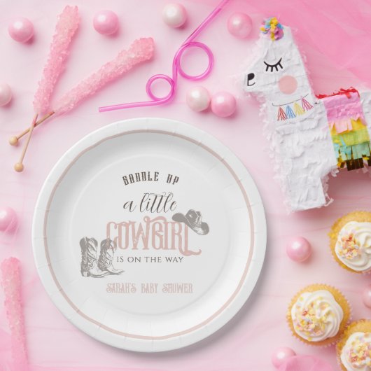Kleiner Cowgirl Western Pink Girl Babydusche Pappteller (Party)