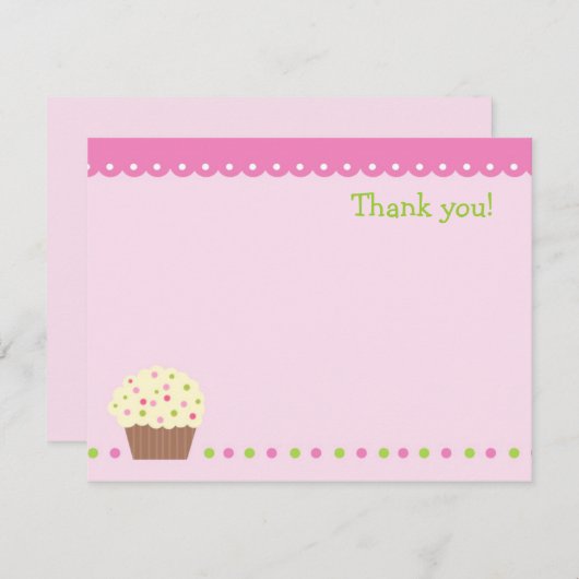 Kleiner Cupcake Blank Danke Notizzettel Mädchen Einladung (Vorne/Hinten)