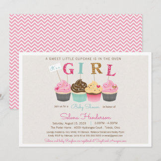 Kleiner Cupcake Es ist ein Girl Baby Sprinkle oder Einladung