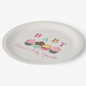 Kleiner Cupcake Es ist ein Girl Baby Sprinkle oder Pappteller (Schrägansicht)