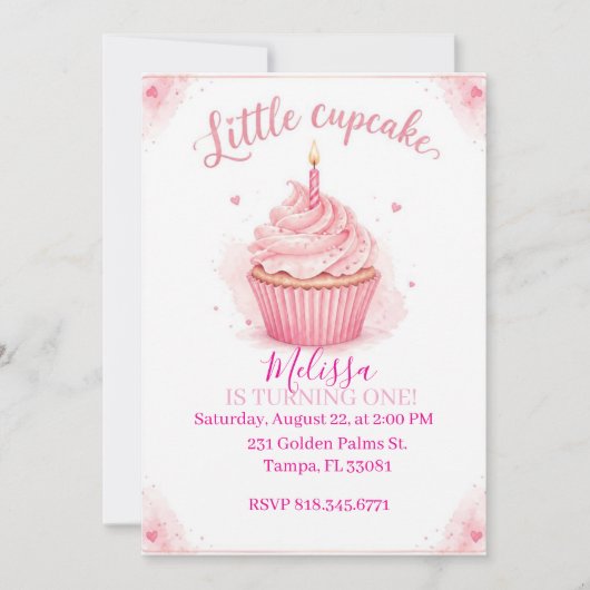Kleiner Cupcake wird EINS Einladung (Vorderseite)