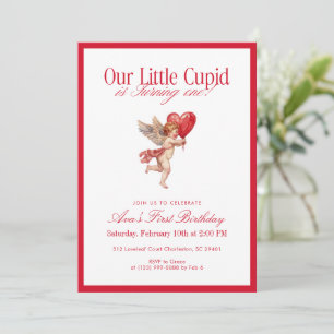 Kleiner Cupid zum ersten Geburtstag Valentinstag Einladung