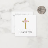 Kleiner Dank, dass Sie Pink Floral Gold Cross Beer Mitteilungskarte (Vorderseite/Rückseite Beispiel)