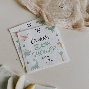 kleiner Dino im Weg Dinosaurier-Baby-Party Serviette