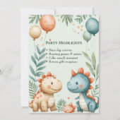 Kleiner Dino wird Eins Pastell-Wasserfarben-Geburt Einladung (Rückseite)