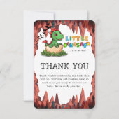 Kleiner Dinosaurier ist auf dem Weg Dankeskarte (Vorderseite)