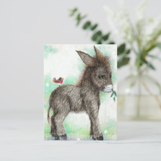 Kleiner Donkey-Freund Robin Postkarte (Stehend Vorderseite)