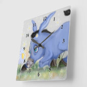 Kleiner Donkey und Daisy - Ihren Namen / Text hinz Quadratische Wanduhr (Winkel)