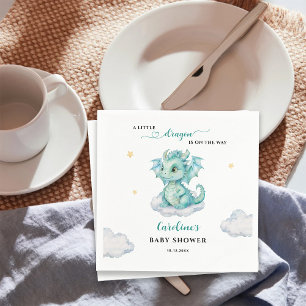 Kleiner Drache ist auf dem Weg Baby Shower Serviette