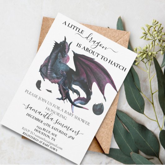 Kleiner Drache ist dabei, die Babydusche zu hacken Einladung