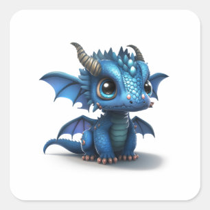 Kleiner Drache Quadratischer Aufkleber