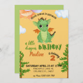 kleiner Dragon Birthday Invite orange Baby Bday Einladung (Vorne/Hinten)
