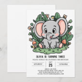 Kleiner Dreamy Elephant Digital Geburtstag Einladung (Vorne/Hinten)