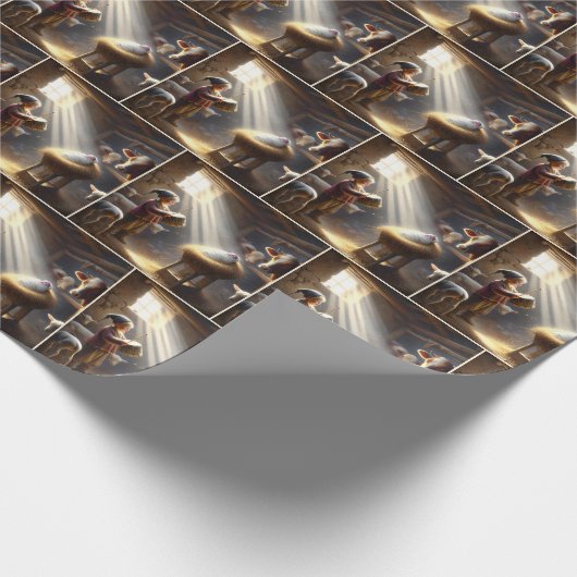 Kleiner Drummerjunge in einem Stall Geschenkpapier (Ecke)