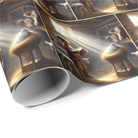 Kleiner Drummerjunge in einem Stall Geschenkpapier (Rolleneckpunkt)