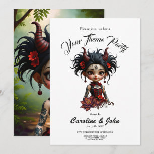 Kleiner dunkler Wald-Dämon – Süße Gothic-Fantasy-G Einladung