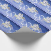 Kleiner Eisbär Engel und Sterne Geschenkpapier (Ecke)