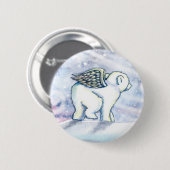 Kleiner Eisbärbaby Engel Pinback Button (Vorne & Hinten)