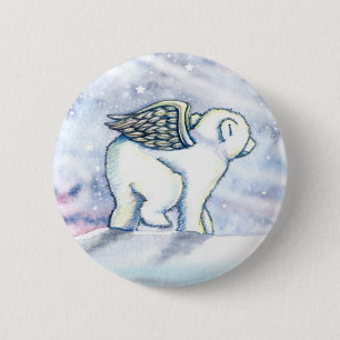 Kleiner Eisbärbaby Engel Pinback Button