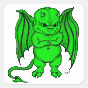 Kleiner ekliger Teufel Quadratischer Aufkleber