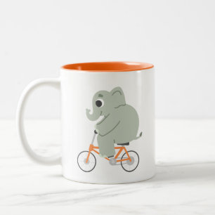 Kleiner Elefant auf einem Fahrrad Zweifarbige Tasse