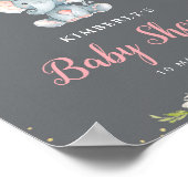 Kleiner Elefant Blütenbaby Dusche Begrüßungszeiche Poster (Ecke)