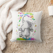 Kleiner Elefant Farbklecks Kissen (Decke)