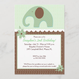 Kleiner Elefant (Gree) 12x18 neutraler Geburtstag  Einladung