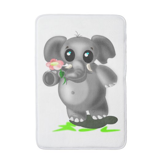Kleiner Elefant mit Blume Badematte - Ihre Farben (Vorderseite Vertikal)