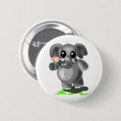 Kleiner Elefant mit Blume Button - Ihre Farben (Vorne & Hinten)