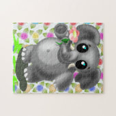 Kleiner Elefant mit Blume Jigsaw Puzzle Geschenk (Horizontal)