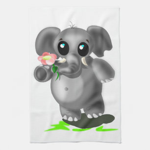 Kleiner Elefant mit Blume Küchentücher