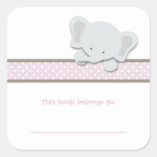 Kleiner Elefant {Pink} | BUCHZEICHEN Quadratischer Aufkleber