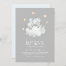 Kleiner Elefantenjunge schlafen | Graue Babydusche