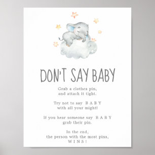 Kleiner Elefantenjunge schlafen kein Baby-Spiel Poster