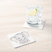 Kleiner Elephant Baby Shower Square Rechteckiger Pappuntersetzer (Vor Ort)