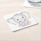 Kleiner Elephant Baby Shower Square Rechteckiger Pappuntersetzer (angewinkelt)