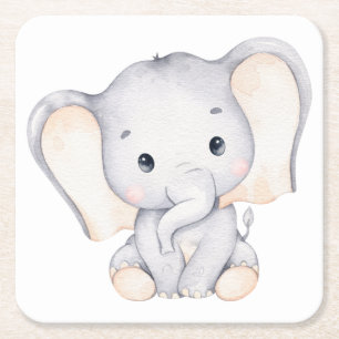 Kleiner Elephant Baby Shower Square Rechteckiger Pappuntersetzer